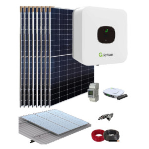 Kit Autoconsumo GROWATT Trifásico 6000W 30000Wh/día + 12 Paneles solares