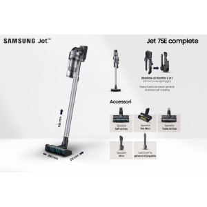 Stabstaubsauger Vertikale kabellos Samsung Jet 75E Complete VS20B75ACR5/WA
