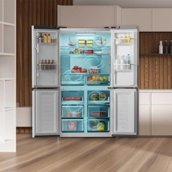 Frigorífico Combi Americano Cecotec Bolero CoolMarket 4D 490 Inox E Capacidad de 490 Litros