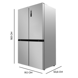 Frigorífico Combi Americano Cecotec Bolero CoolMarket 4D 490 Inox E Capacidad de 490 Litros