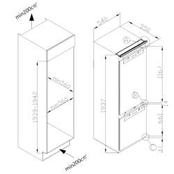 Kühlschrank Combi Integrable Cecotec Bolero CoolMarket Combi BI-D FLW 267 E Kapazität von 267 Liter