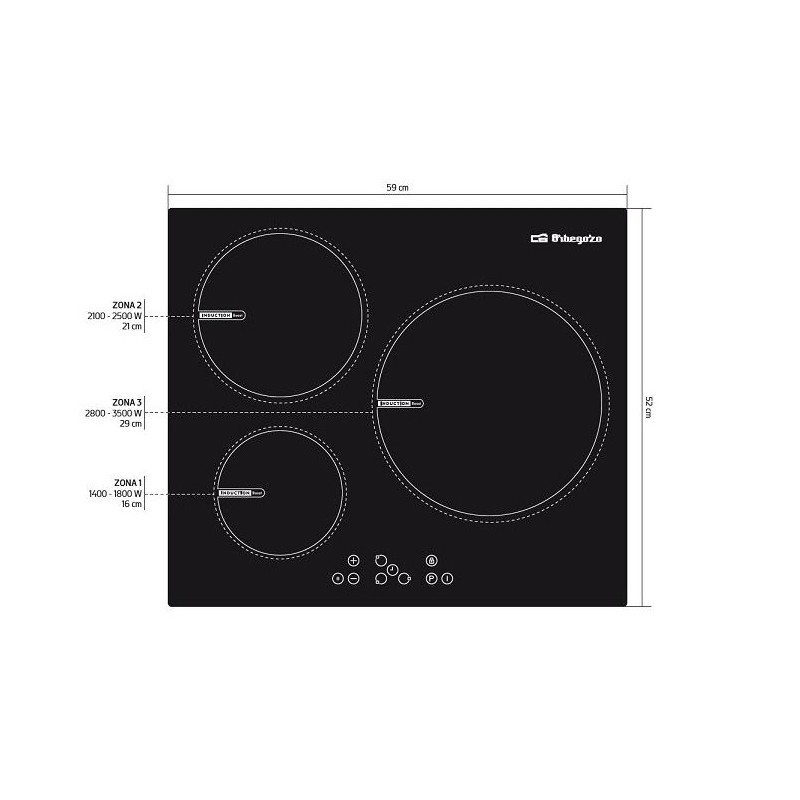 Orbegozo Induktionskochfeld ENI7400 mit 3 Kochzonen