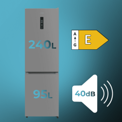 Frigorífico Combi Cecotec Bolero CoolMarket Combi 335 Grey E Capacidad de 335 Litros
