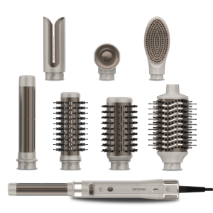 Cecotec CeramicCare 8in1 AirGlam Gyro Champagne Multifunktions-Styler mit 8 Aufsätzen