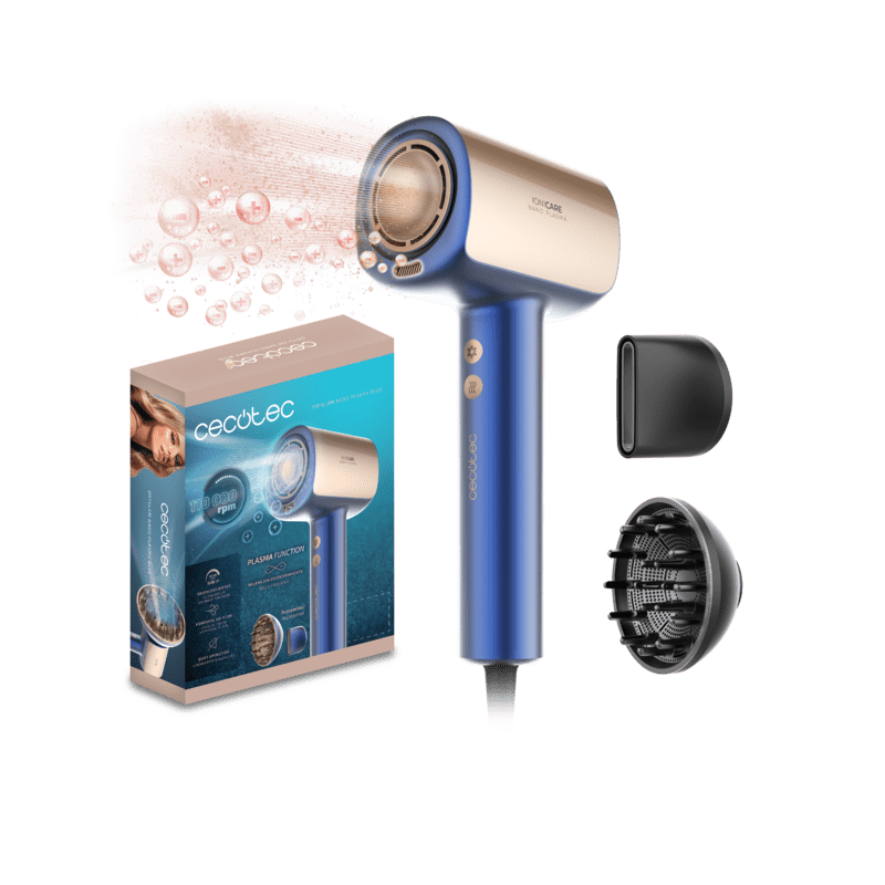 Cecotec DryGlam Nano Plasma Blue Brushless 1600W Haartrockner der neuesten Generation