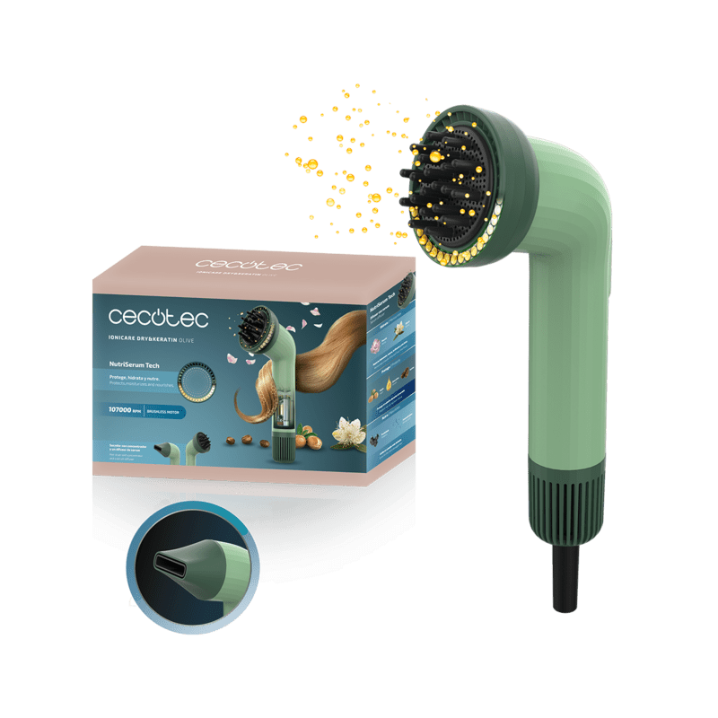 Secador de Pelo Cecotec Iónico IoniCare Dry&Keratin Olive 1200W