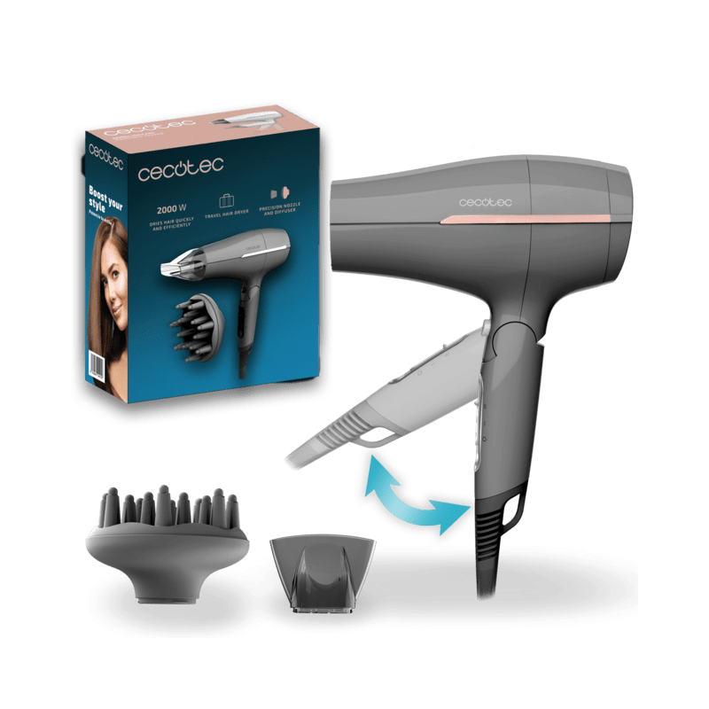 Secador de Pelo de Viaje Cecotec IoniCare Power&Go Heaven Grey 2000W