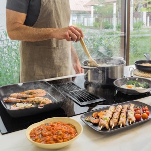 Induktionskochfeld 2 Zonen TotalFlex mit Dunstabzugshaube Cecotec Bolero Squad IH 4800 TotalFlex80