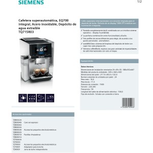 Cafetera Superautomática Siemens EQ700 Integral TQ715R03