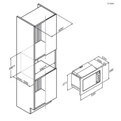 Candy CA38FMW8NB Einbau-Mikrowelle mit Grill – 17 Liter, 1000 W