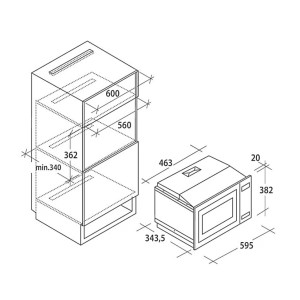 Microondas Grill Integrable Candy CMGI201EX 20L 1000W