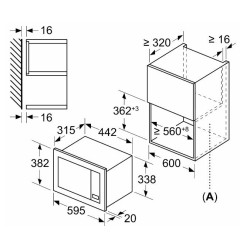 Mikrowelle mit Grillfunktion Integrierbar Bosch BEL623MS3 20L 800W
