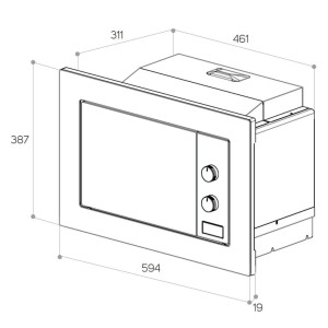 Microondas Grill Integrable Taurus MO20WHM 20L 1250W
