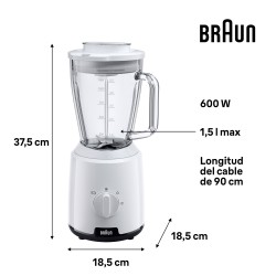 Batidora Vaso Braun JB1050WH 600W 1.25L