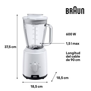 Batidora Vaso Braun JB1050WH 600W 1.25L