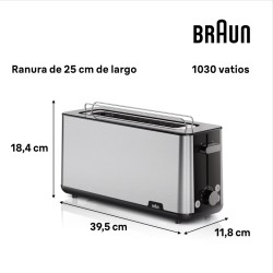 Tostador Braun HT1610BK, 1 ranura larga