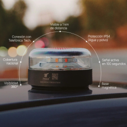 Baliza V16 THULOS Homologada por la DGT con base imantada y geolocalización