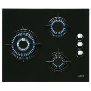 Placa de gas Cata CIB6021BK Cristal Negro 3 fuegos