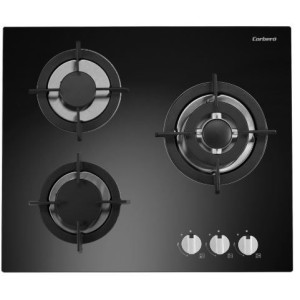 Placa de gas Corbero CPCGY2303N cristal negro 3 fuegos
