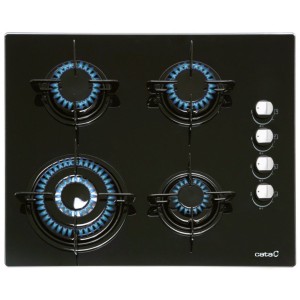 Placa de gas Cata CI631BK Cristal negro 4 fuegos