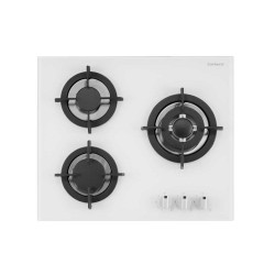 Placa de gas Corbero CPCGY2313W cristal blanco 3 fuegos