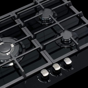 Placa de gas Cata LCI6021BK cristal negro 3 fuegos