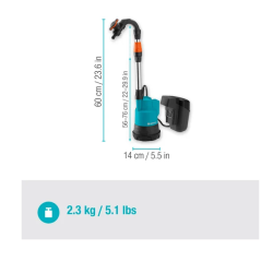 Bomba Sumergible de Batería a Presión para Depósitos Pluviales Gardena 2000/2 18V P4A 14602-20