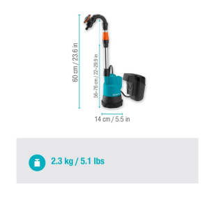 Gardena Tauchpumpe für Regenwassertanks 2000/2 18V P4A