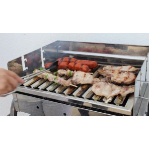 Inox Holzkohlegrill Avila mit Grillwagen Edelstahl