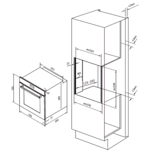 Integrierbarer Multifunktionsofen mit 72 Litern Cecotec Bolero Hexa M226000 Inox A 2800W