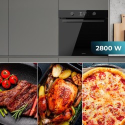 Horno Integrable Pirolítico de 73 Litros Cecotec Bolero Hexa P526000 Glass Black A 2800W