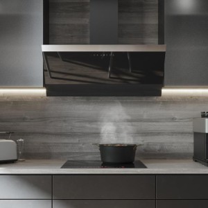 Dekorative Dunstabzugshaube Cecotec Bolero Flux DT 906500 Glass Black A