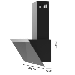 Dekorative Dunstabzugshaube Cecotec Bolero Flux DT 906500 Glass Black A