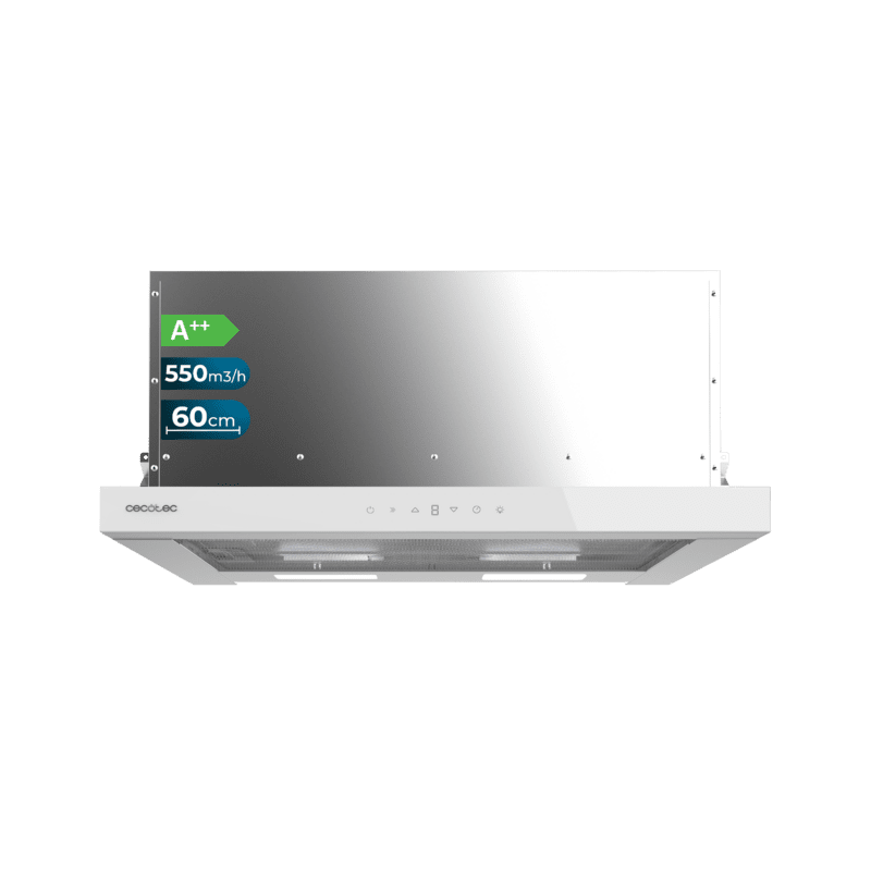 Teleskopische Dunstabzugshaube Cecotec Bolero Flux TLT 605500 Glass White A++