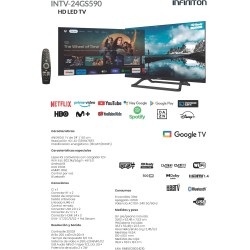 Fernseher Infiniton TV LED INTV-24GS590 24" Google TV Oficial mit Smart TV und WiFi