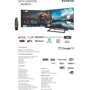 Fernseher Infiniton TV LED INTV-24GS590 24" Google TV Oficial mit Smart TV und WiFi