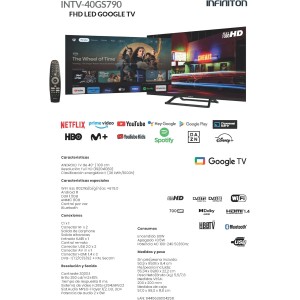 Fernseher Infiniton TV LED INTV-43GA4100 43" Full HD Google TV Offizieller mit Smart TV und WiFi