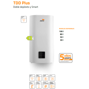 Termo Eléctrico Vertical Cointra TDD Plus 100 de 100 Litros con Doble Deposito y WiFi