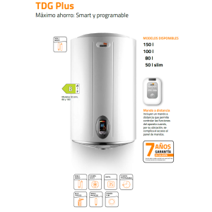 Termo Eléctrico Vertical Cointra TDG Plus 150 Programable de 150 Litros con Mando a Distancia