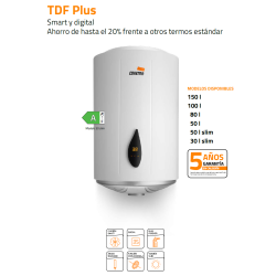 Termo Eléctrico Vertical Cointra TDF Plus 30 Slim de 30 Litros con Panel Digital