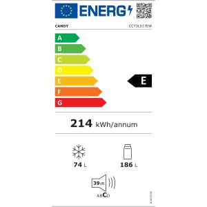 Frigorífico Combi CANDY CCT3L517EW Blanco Capacidad de 260 Litros