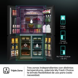 Frigorífico Americano Combi 4 Puertas Hisense RQ760N4IFE Negro Capacidad de 577 Litros