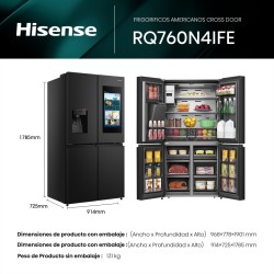 Frigorífico Americano Combi 4 Puertas Hisense RQ760N4IFE Negro Capacidad de 577 Litros
