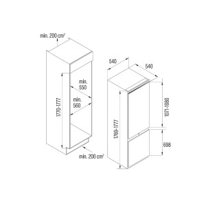 Kühlschrank Combi CARA CI54177STD Weiß Kapazität von 249 Liter