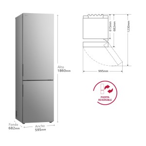 Kühlschrank Combi LG GBV21NCDPY Inox Kapazität von 407 Liter