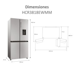 Frigorífico Americano Combi HAIER HCR3818EWMM Inox Capacidad de 463 Litros