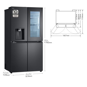Amerikanischer Kühlschrank Combi LG GMG961EVKE Schwarz Kapazität von 463 Liter