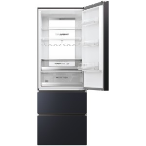 Kühlschrank Combi 3 Türen HTW7720ENMB Inox Schwarz Kapazität von 483 Liter