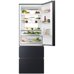 Kühlschrank Combi 3 Türen HTW7720ENMB Inox Schwarz Kapazität von 483 Liter