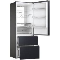 Kühlschrank Combi 3 Türen HTW7720ENMB Inox Schwarz Kapazität von 483 Liter